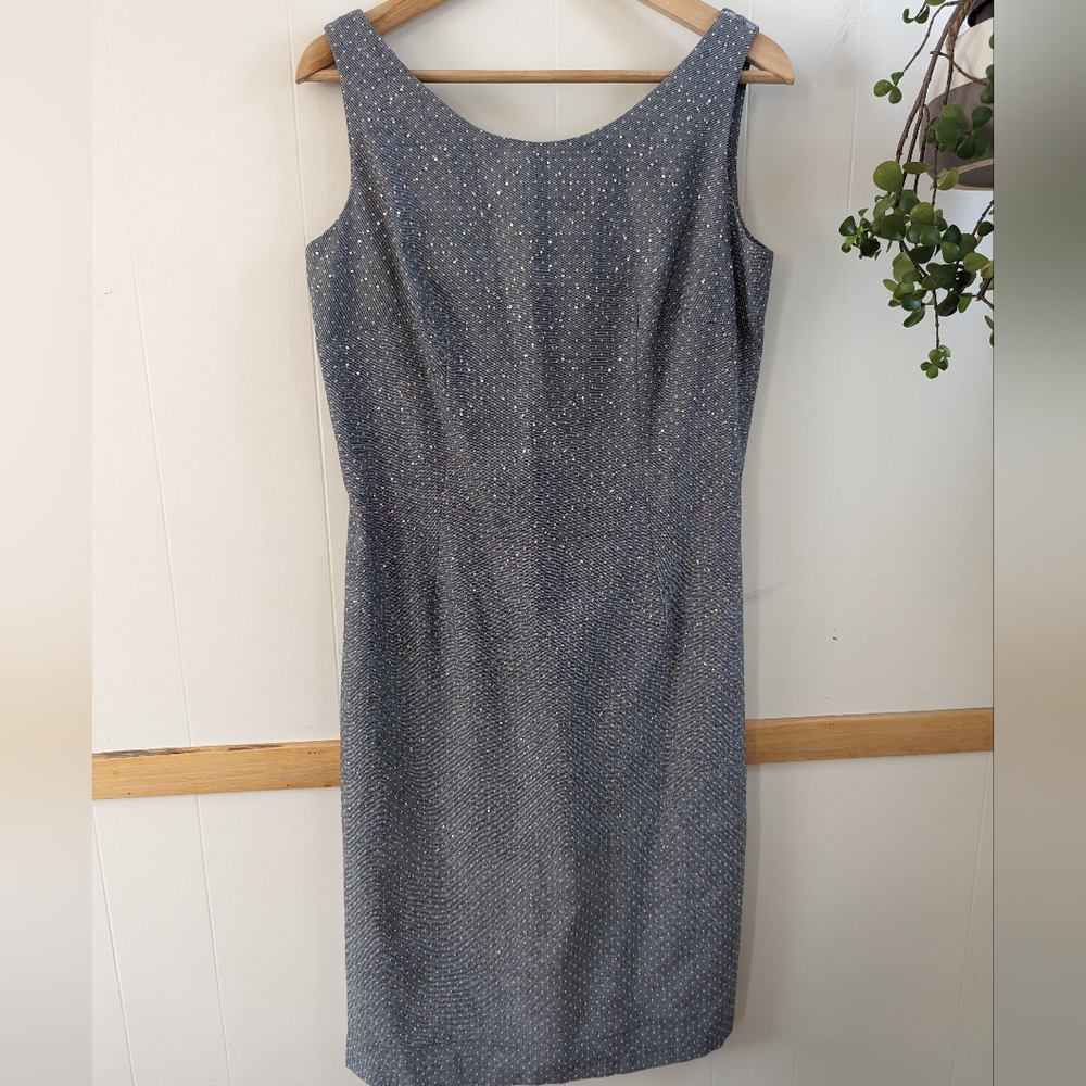 Vintage Elizabeth Arden | 1950s Rhinestone Dress Like New Blue Gray Dots